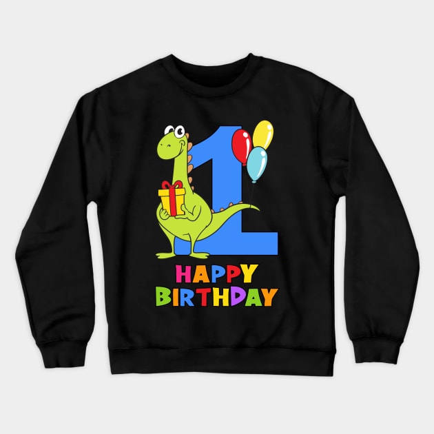 1st First Birthday Party 1 Year Old One Year Crewneck Sweatshirt by KidsBirthdayPartyShirts